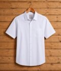 White Lined Business Shirt Picture On Hanger