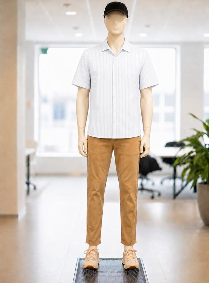 White Lined Business Shirt Picture From Front