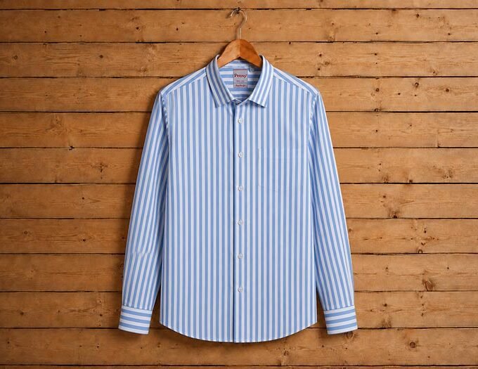 White Steel Blue Lined Business Shirt