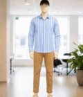 White Steel Blue Lined Business Shirt Picture From Front