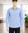 White Steel Blue Lined Business Shirt Closeup Picture