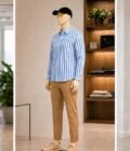 White Steel Blue Lined Business Shirt Picture From 3 Dimensions