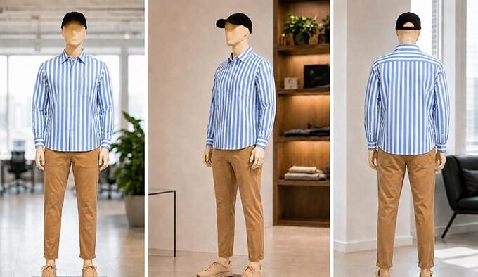 White Steel Blue Lined Business Shirt