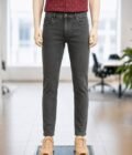Charcoal Gray Faded Jeans Closeup Picture