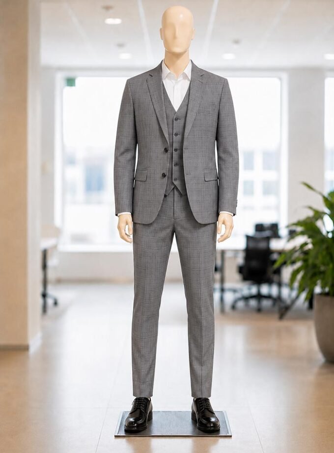 Boulder Checked 3 Piece Suit Picture From Front