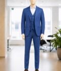 Kashmir Blue Checked 3 Piece Suit Picture From Front
