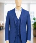 Kashmir Blue Checked 3 Piece Suit Closeup Picture