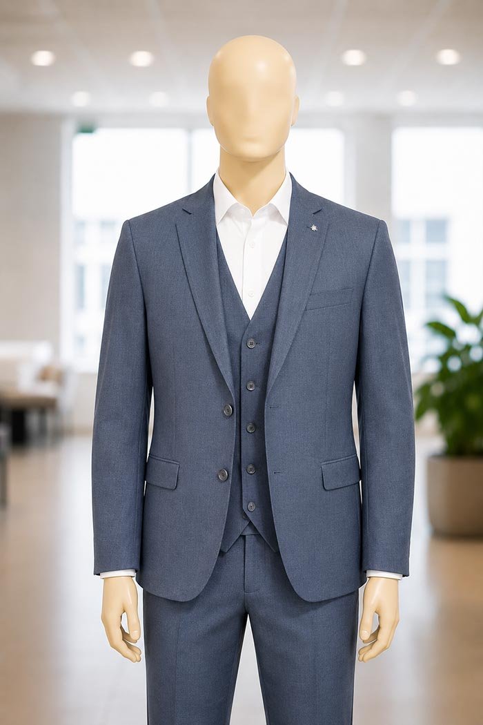 Pale Sky 3 Piece Suit Closeup Picture