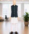 Green Black Check Waist Coat Picture From Front