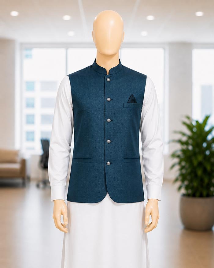 Pickled Blue Waist Coat Closeup Picture