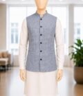 White Black Check Waist Coat Closeup Picture