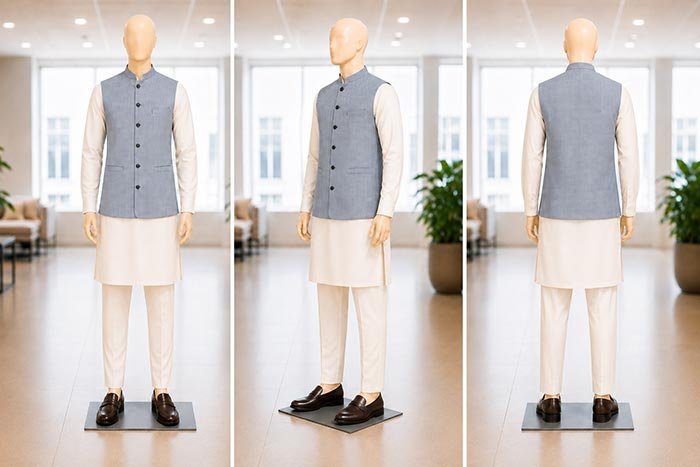 White Black Check Waist Coat Picture From 3 Dimensions