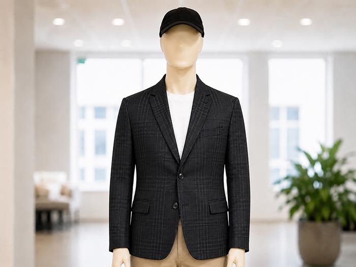 Gravel Checked Coat Closeup Picture