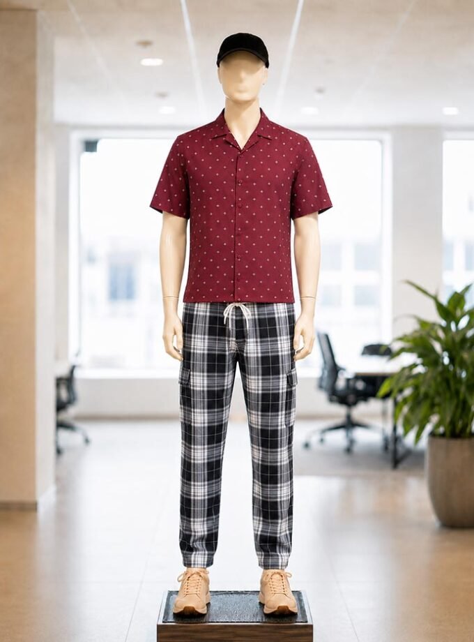 White Black Check Casual Trouser Picture From Front