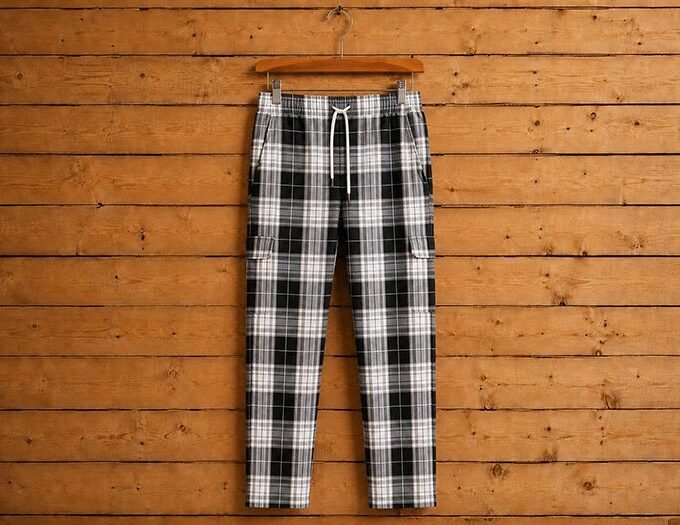 White Black Check Casual Trouser