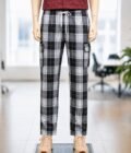 White Black Check Casual Trouser Closeup Picture