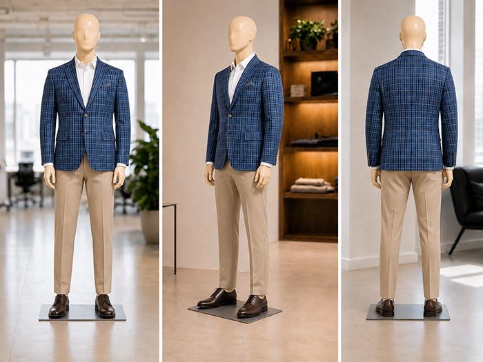 San Marino Blue Checked Coat Picture From 3 Dimensions