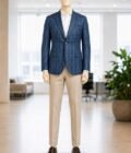San Marino Blue Checked Coat Picture From Front