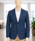 San Marino Blue Checked Coat Closeup Picture