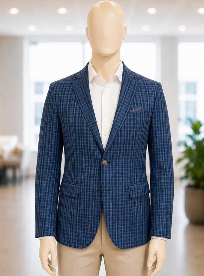 San Marino Blue Checked Coat