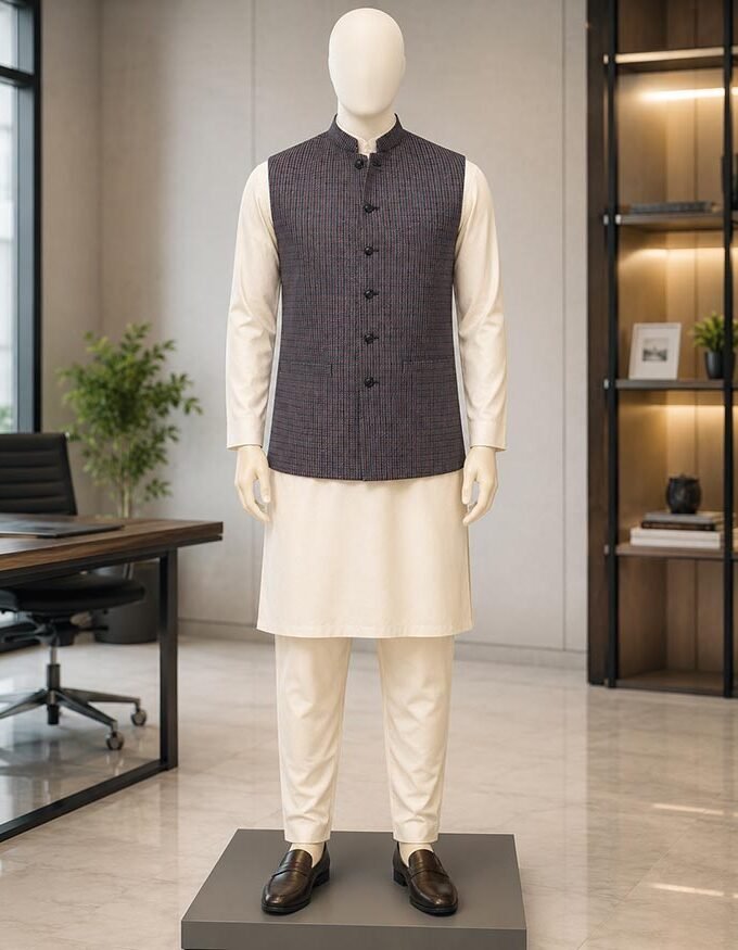 Don Juan Checked Waist Coat Picture From Front