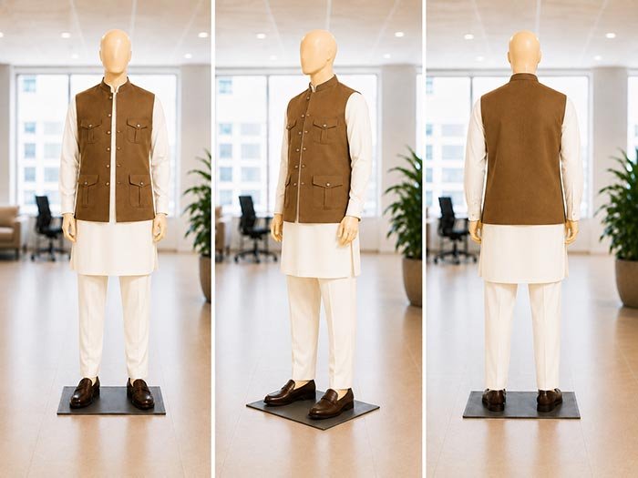 Pale Sky Grey Brown Waist Coat Picture From 3 Dimensions