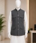 Pale Sky Grey Waist Coat Closeup Picture