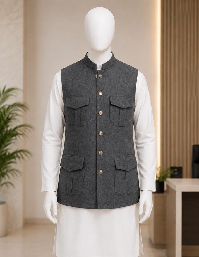 Pale Sky Grey Waist Coat