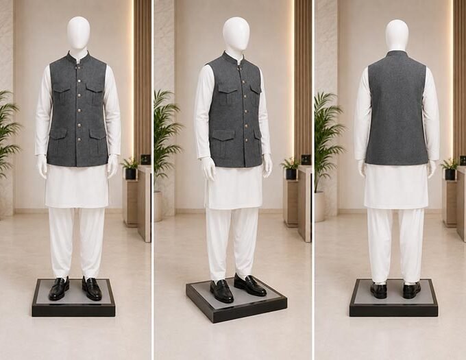 Pale Sky Grey Waist Coat