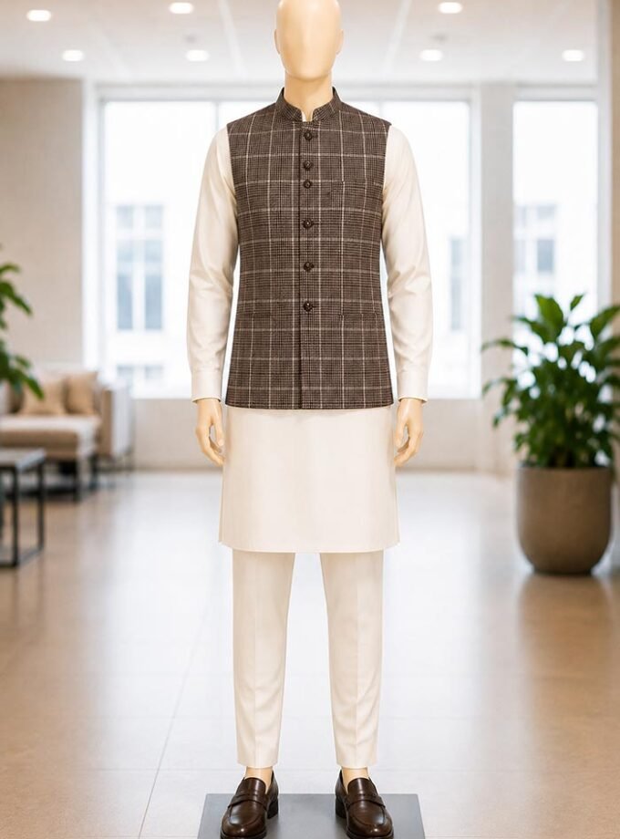 Tobacco Brown Waist Coat Picture From Front