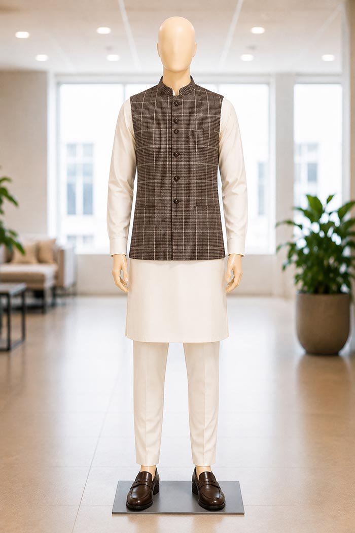 Tobacco Brown Waist Coat Picture From Front