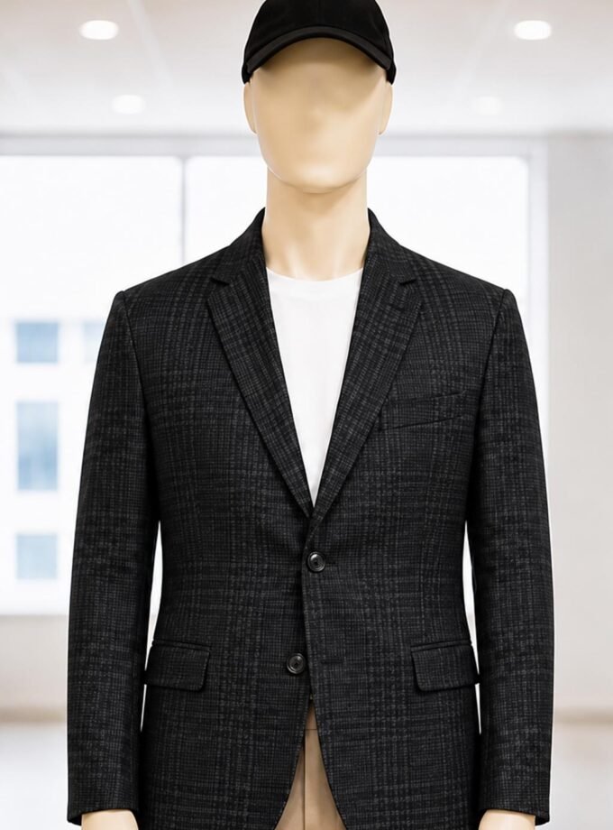 Gravel Checked Coat Closeup Picture