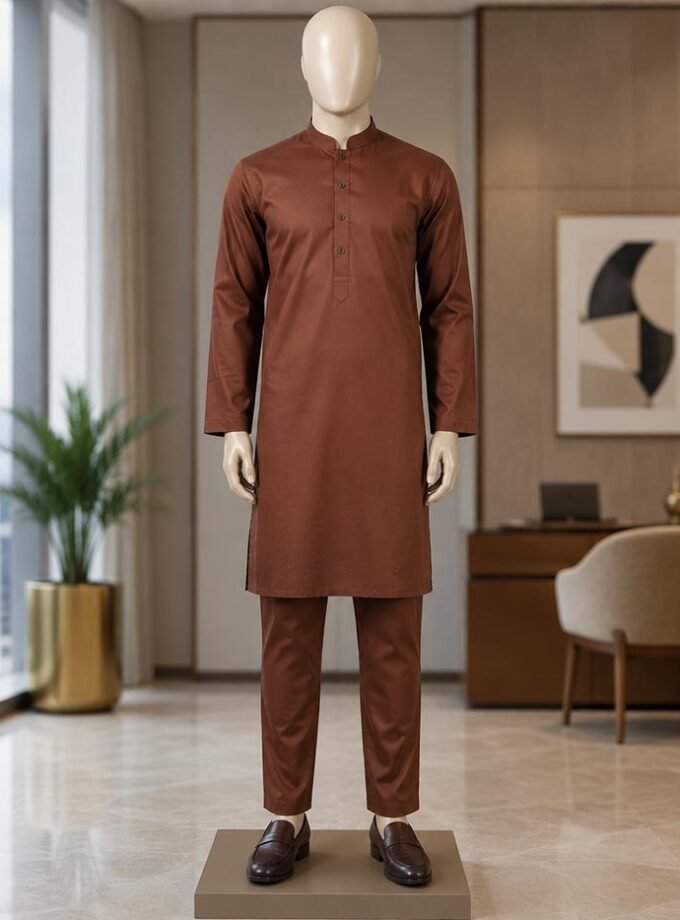 Ironstone Brown Kurta Picture From Front