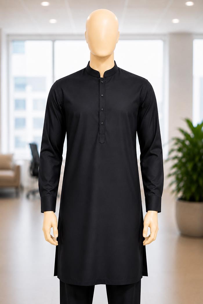 Jet Black Kurta Closeup Picture