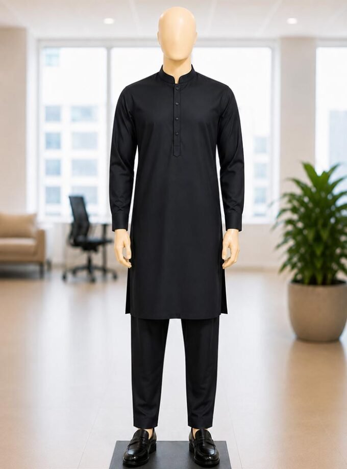 Jet Black Kurta Picture From Front