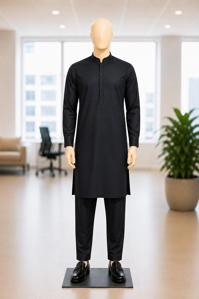 Jet Black Kurta Picture From Front