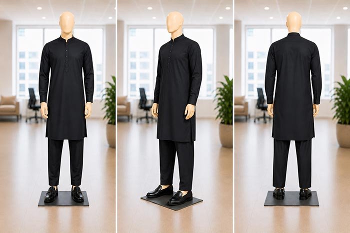 Jet Black Kurta Picture From 3 Dimensions