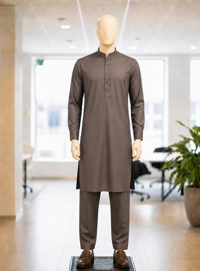 Dorado Brown Shalwar Kameez Picture From Front