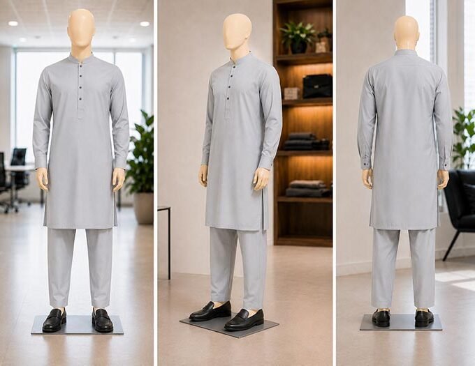 French Gray Shalwar Kameez