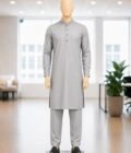 French Gray Shalwar Kameez Picture From Front