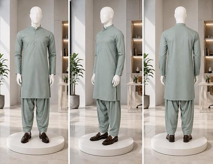 Olive Green Shalwar Kameez