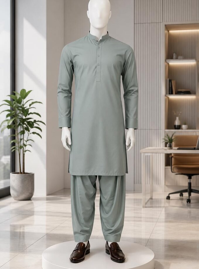 Olive Green Shalwar Kameez Picture From Front