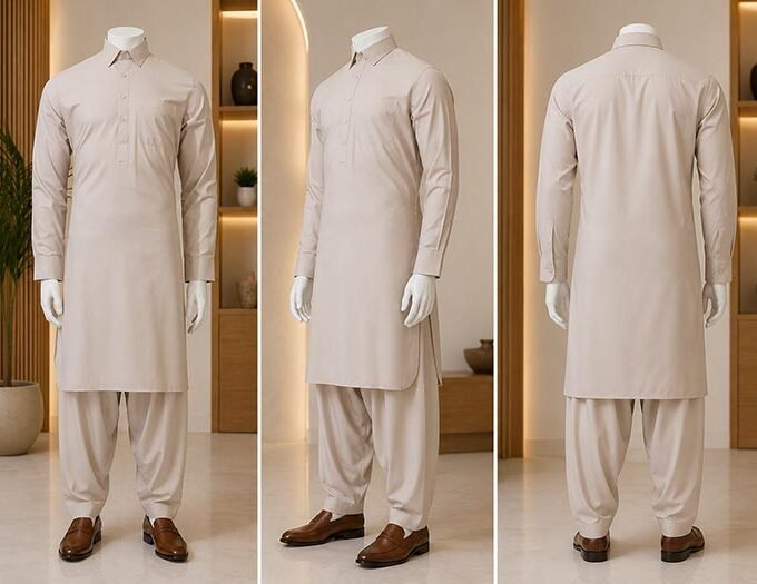 Silver Rust Shalwar Kameez