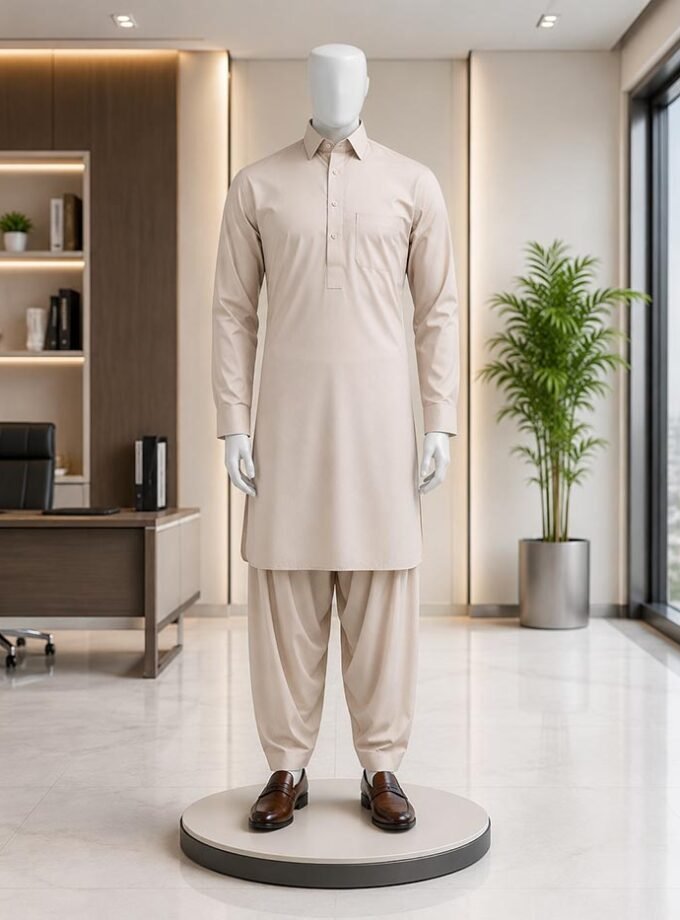 Silver Rust Shalwar Kameez Picture From Front