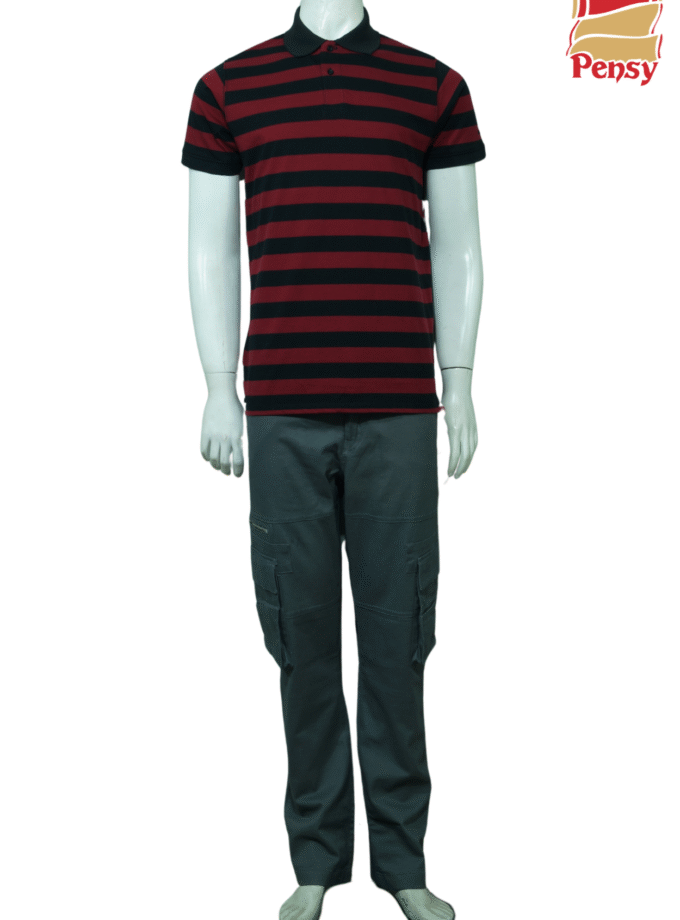 Short Sleeve Red & Black Polo Shirt