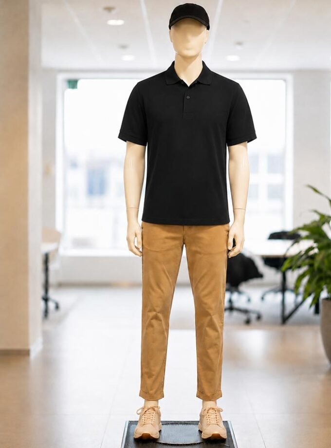 Short Sleeve Black Polo Shirt Picture From Front
