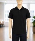 Short Sleeve Black Polo Shirt Closeup Picture