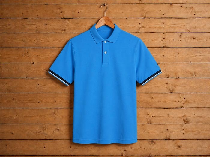 Short Sleeve Blue Polo Shirt Picture on Hanger
