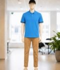 Short Sleeve Blue Polo Shirt Picture From Front
