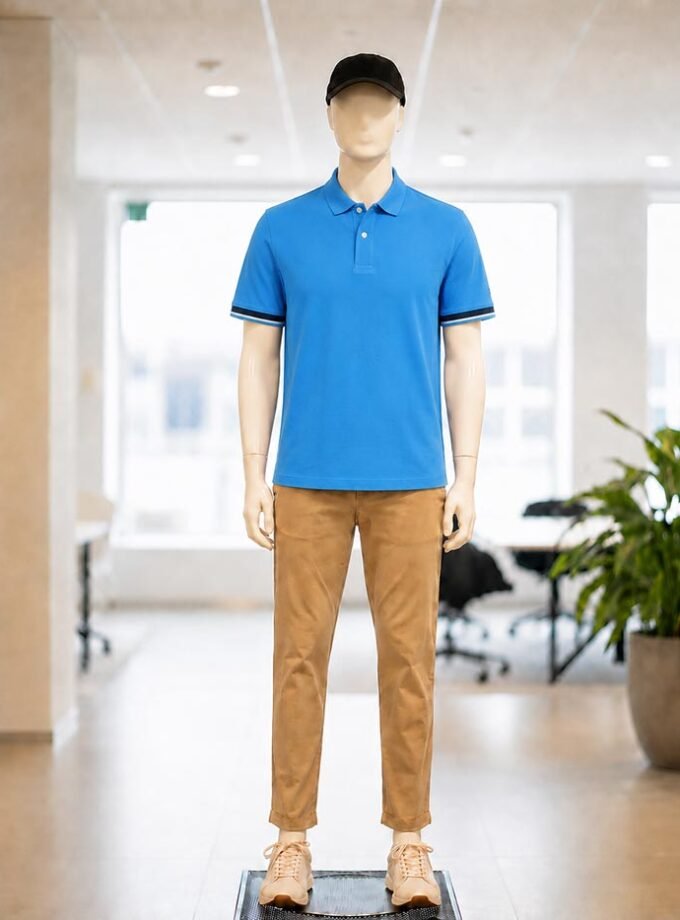 Short Sleeve Blue Polo Shirt Picture From Front